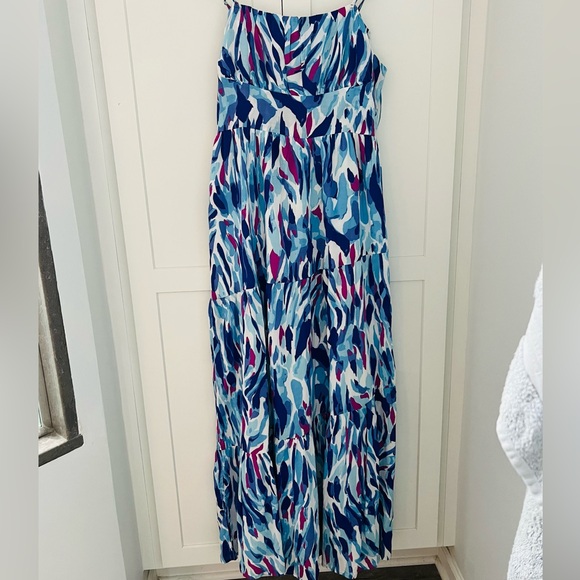 Sincerely Jules Flowy Abstract‎ Print Maxi Dress Spaghetti Strap Size medium - Picture 2 of 8